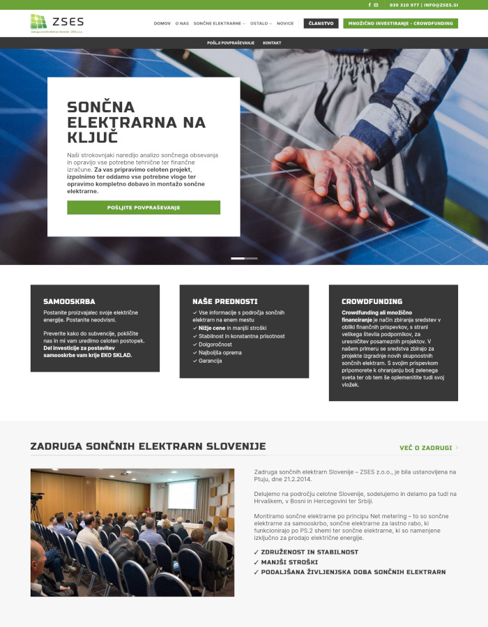 Zadruga sončnih elektrarn Slovenije website preview